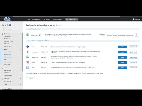 Certaspace Custom Hosting Panel (CHP) – Installing WordPress.