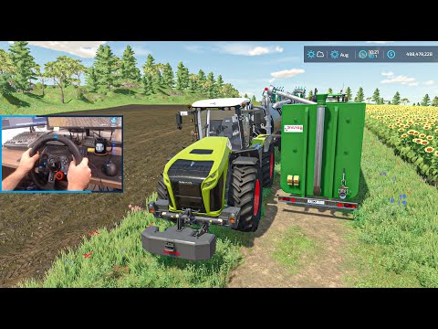CLAAS XERION 5000-4000 in Action + Precision Farming | Farming Simulator 22 | Logitech g29 gameplay