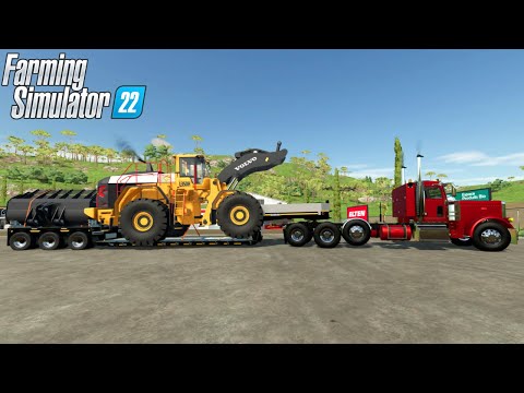 Farming Simulator 22 – PETERBILT 389 Truck With Trailer Transports Volvo Wheel Loader