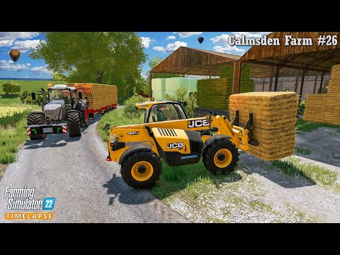 Hauling & Stacking Straw Bales. Rolling & Liming Grass Fields🔸Calmsden Farm #26🔸Farming Simulator 22