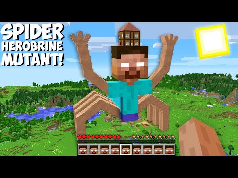 I found SECRET HOUSE ON A BIGGEST SPIDER HEROBRINE MUTANT in Minecraft ! GIANT HEROBRINE BOSS !
