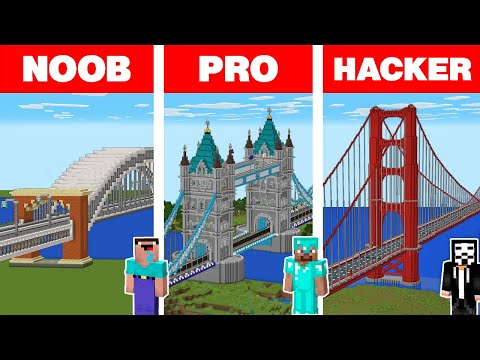 Minecraft NOOB vs PRO vs HACKER: BRIDGE HOUSE BUILD CHALLENGE / Animation
