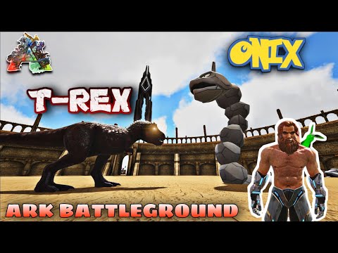 T REX VS ONIX | POKEMONS VS ARK DINOSAUR'S ! | ARK SURVIVAL EVOLVED BATTLEGROUND