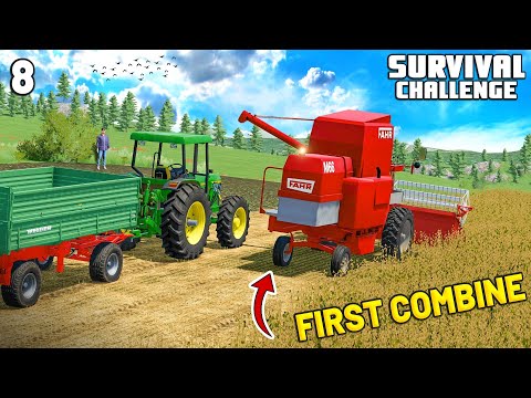 THE FIRST COMBINE ARRIVES ON THE FARM | Survival Challenge | Farming Simulator 22 – EP 8