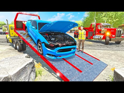 This Mustang got TOTALED *Tow Trucks FS22* | Farming Simulator 22