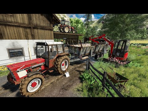 Tractor and mini excavator loading manure – Tractor and Farm work | Farming Simulator 22