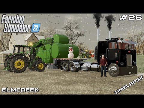 Transporting SILAGE bales with PETERBILT 352 CABOVER | Elmcreek | Farming Simulator 22 | Episode 26
