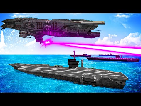 Alien UFO Mothership Attacks Our Aircraft Carriers in Ravenfield!