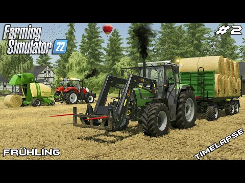 Baling and collecting 27 STRAW bales | Animals on Frühling | Farming Simulator 22 | Episode 2