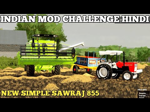 farming simulator 22 Indian mod challenge Hindi kartar combine cuting wheat