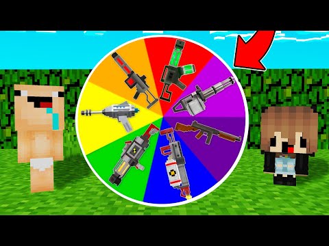 ¡LA RULETA DE LAS ARMAS! 🎯😱 BEBE NOOB Y NOOBSI Y LAS ARMA NOOB VS ARMA PRO FNAF EN MINECRAFT