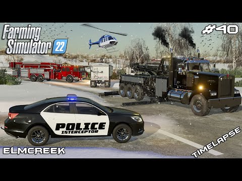 RESCUING TRUCK from the CREEK after BIG SNOWSTORM | Elmcreek | Farming Simulator 22 | Episode 40