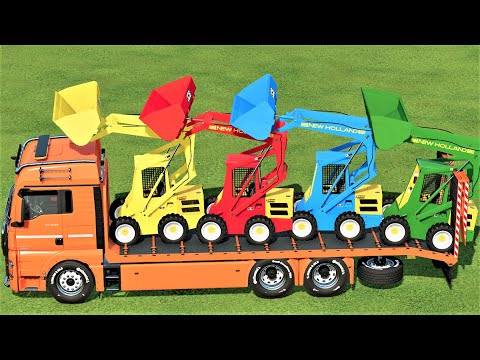 TRANSPORT OF COLORS ! MINI LOADERS TRANSPORTING TO GRASS ! Farming Simulator 22