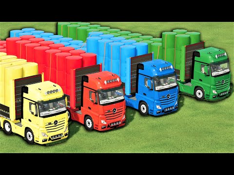 TRUCKS OF COLORS ! COLORED BALES LOADING with TRUCKS TRAILERS ! Farming Simulator 22