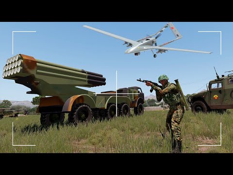 🔴 Bayraktar TB2 drone destroyed 4 Russian “Smerch” MLRS and other equipment – Arma 3 Simulation