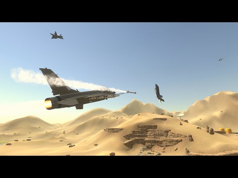3x F-16C Vs 3x F-22, 35 Dogfight   [Ravenfield]