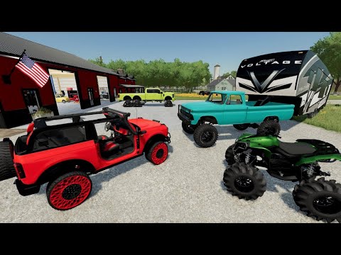 Campers race up dangerous mountain with mud trucks | Farming Simulator 22