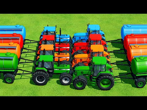 CASE vs JOHN DEERE TRACTORS & FUEL TANKS PARKOUR – Farming Simulator 22