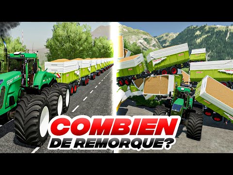 Mettre 100 REMORQUES PLEINES derrière un TRACTEUR SURPUISSANT, possible ? (Farming Simulator 22)