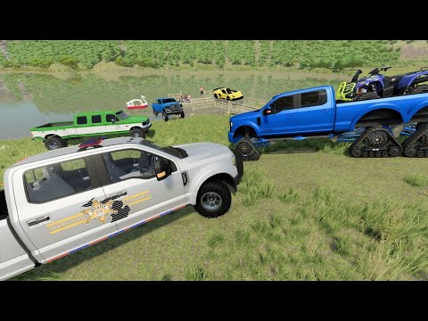 Police give tickets to illegal party on the lake | Farming Simulator 22