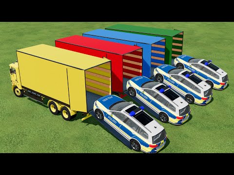 TRANSPORT OF COLORS ! PASSAT POLICE CARS TRASNPORING wtih COLORED TRUCKS ! Farming Simulator 22
