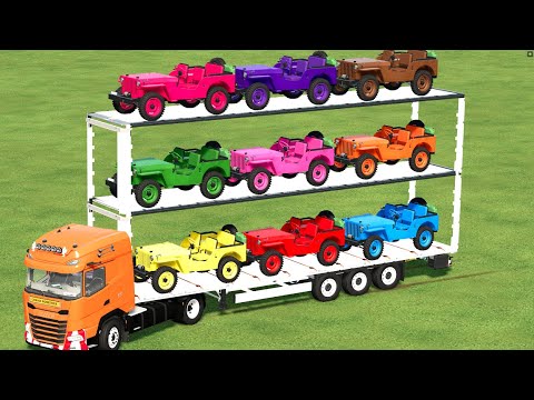 TRANSPORT OF COLORS ! TRANSPORTING 4×4 JEEPS TO THE GARAGE ! Farming Simulator 22