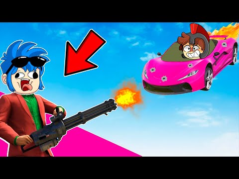 GTA 5 ¡AUTO NOOB vs ARMA PRO! 😂 DESTRUIMOS AUTOS VOLADORES Con Los COMPAS