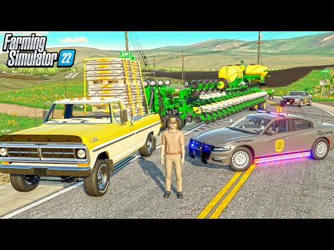 FARMER GET'S PULLED OVER BY POLICE! (PULLING 48 ROW PLANTER) | FARMING SIMULATOR 22