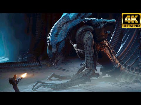 King Xenomorph Fight Scene 4K (2023) – Aliens Dark Descent