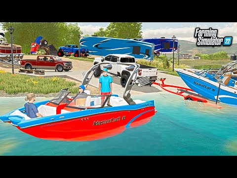 MEMORIAL DAY CAMPING & BOATING AT THE LAKE! | FARMING SIMULATOR 22