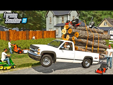 MOWING OVERGROWN LAWN WITH PUSH MOWERS! ($5,000 JOB!) | FARMING SIMULATOR 22