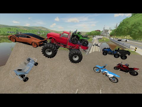 Stuntman jumps Monster Truck over huge river | Farming Simulator 22