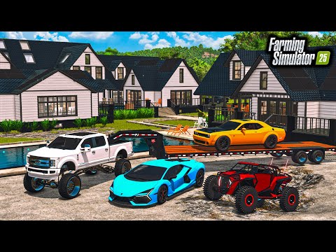 BUILDING $4,999,999 MEGA MANSION! (LIFTED TRUCKS + RZR) | FS25