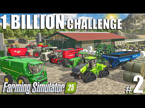 DAY 2 of Earning $1 BILLION 💵 in Farming Simulator 25 – THE 2000 COWS EXPANSION!