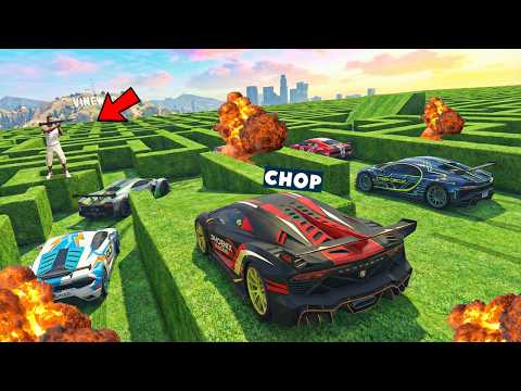 GTA 5 CHOP AND FROSTY NAVIGATE THE HUGE MAZE PARKOUR