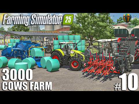 Turning GRASS to 150 CM SILAGE BALES w/ GOWEIL | The 3000 Cows Farm #10 – FS25
