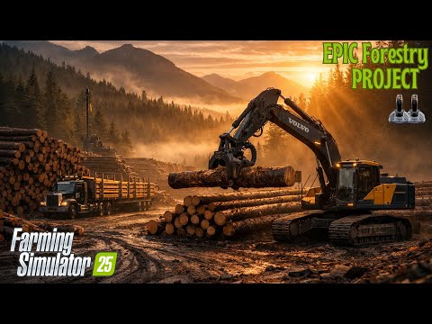 FS25 Machine Forest Operation LIVE 🔴 – Bunching, Yarding, Processing & Hauling!