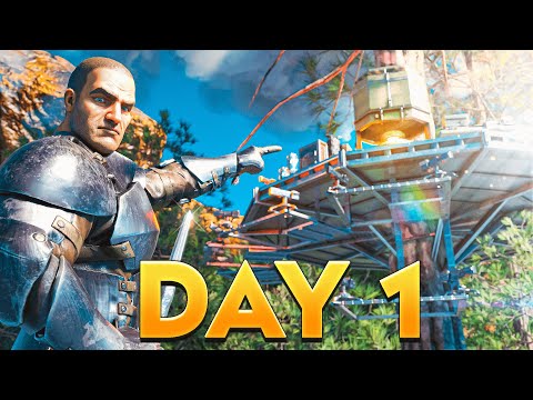 SOLO Builds a Treehouse vs 1000 Players on ARKs Hardest Server in ARK: Survival Evolved PvP