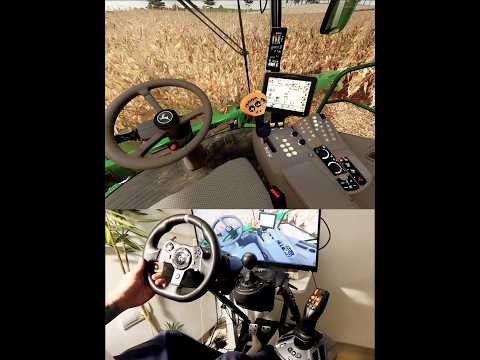 John Deere S690 corn harvest Steering Wheel Thrustmaster Farmstick #dkgc #farming #johndeere #fs25