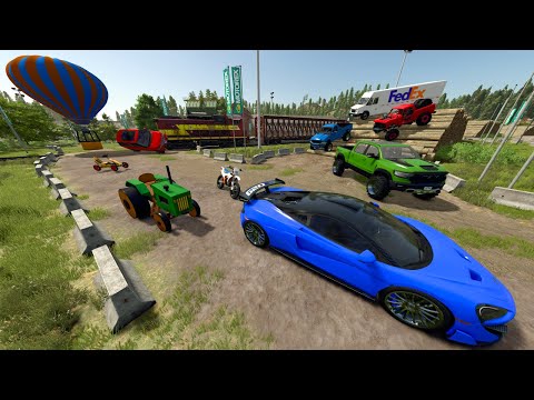 Racing Random Cars in Forest | Farming Simulator 25