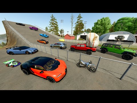 Racing Random Cars on Racetrack with HUGE Jump | Farming Simulator 25