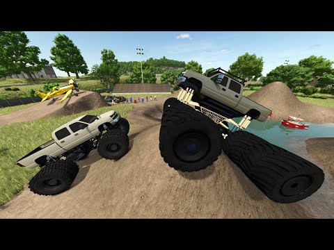 Stuntman Jumps Monster Truck over Airplane | Farming Simulator 25