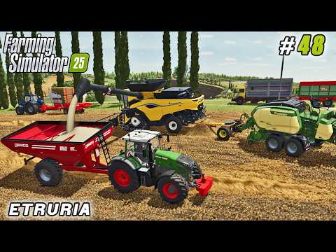 This Double Harvest Setup Keeps Everything Moving | Farming simulator 25 | Etruria Farm | ep #48